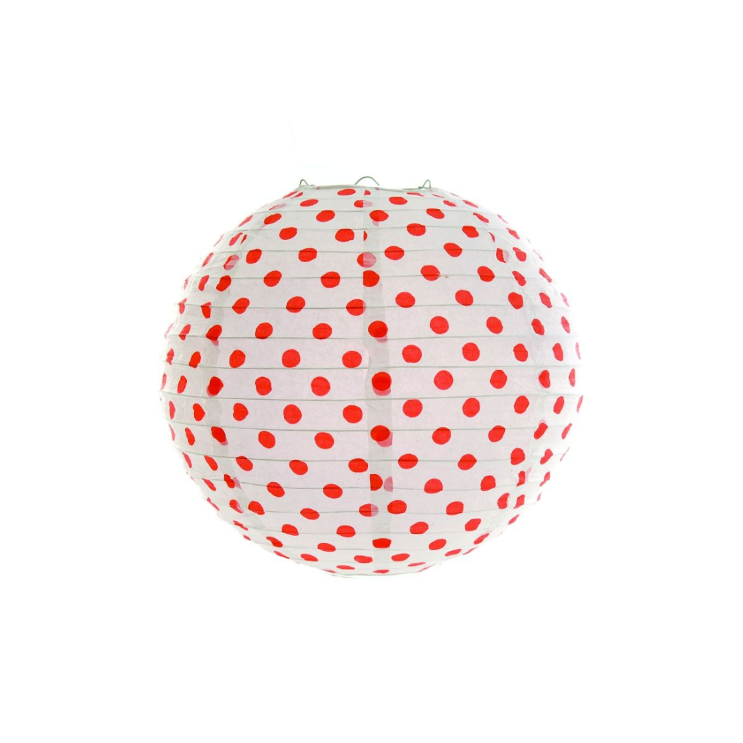 White with Red Dots Paper Lantern