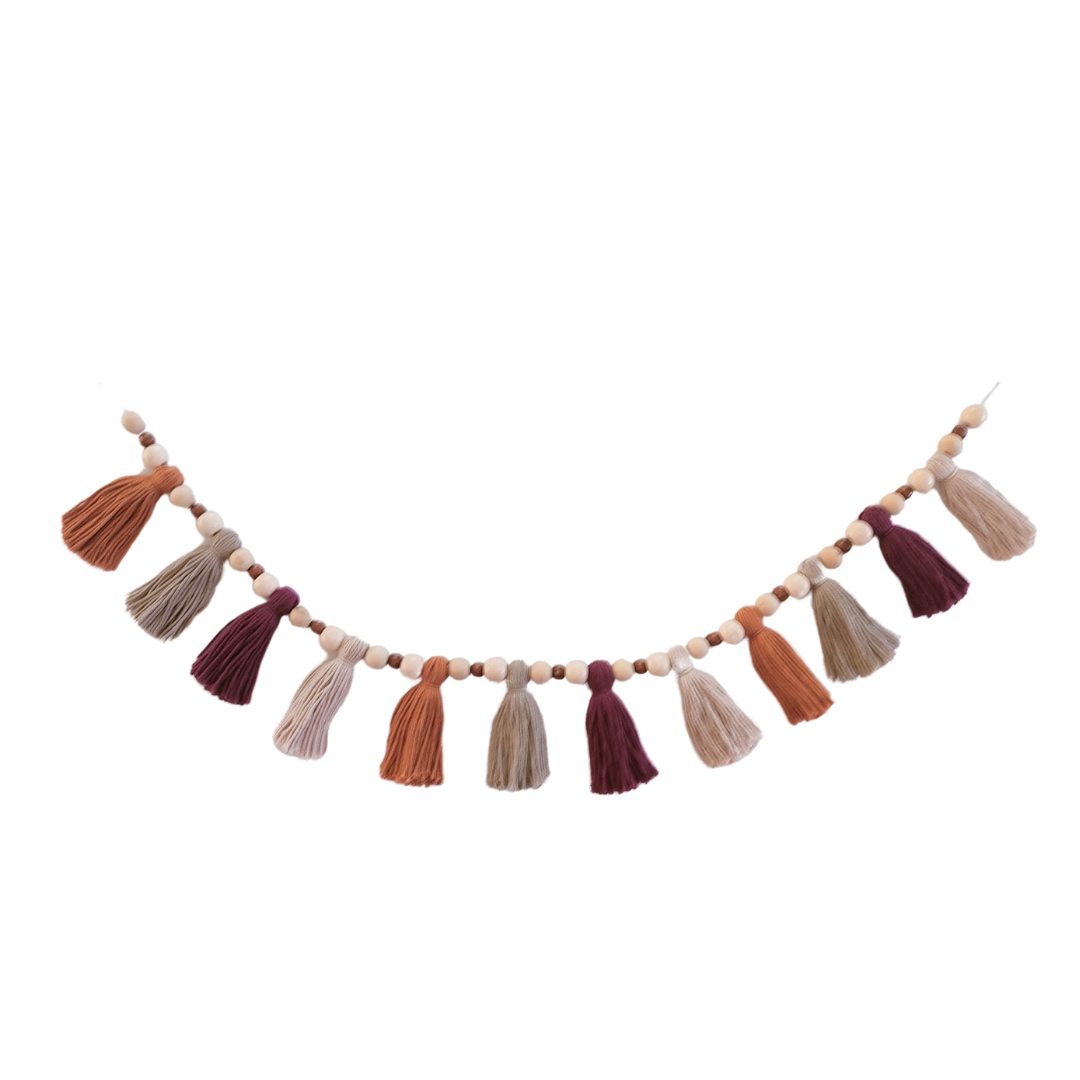 Boho Tassel and Wood Garland