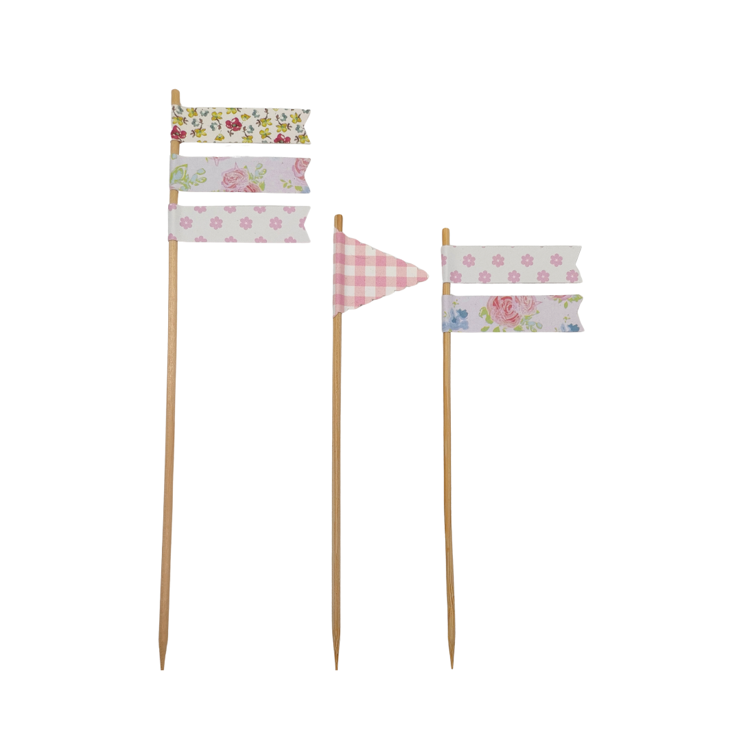 Floral Flag Cake Toppers