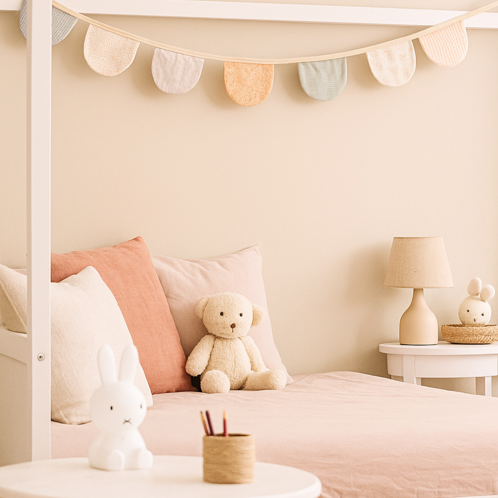 Floral bunting in a bedroom