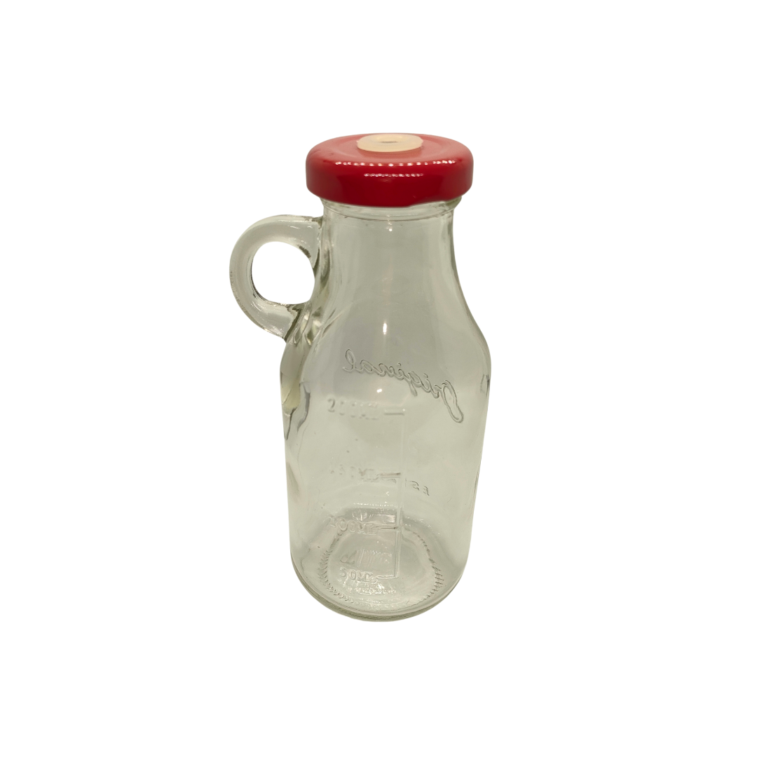 Glass Drink Bottle with Hot Pink Lid