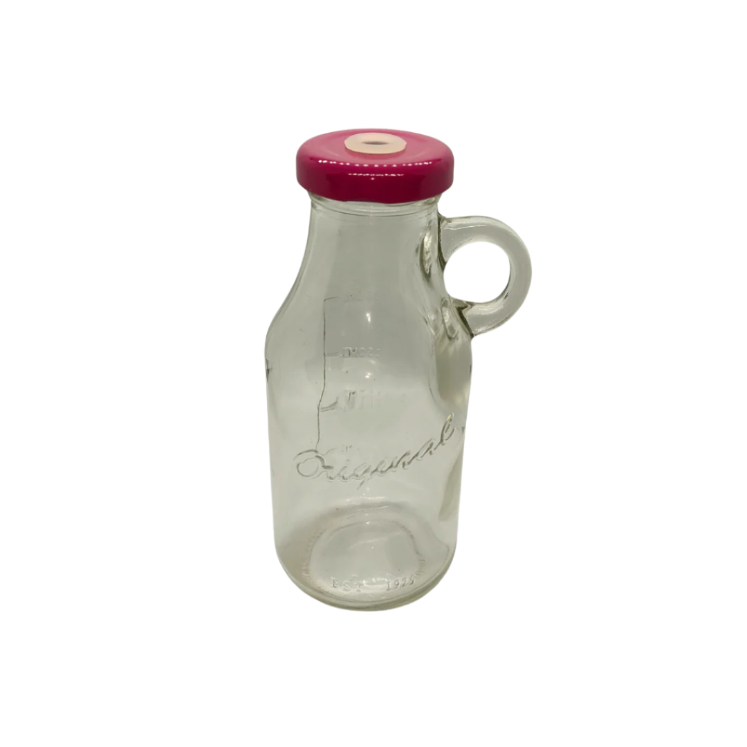 Glass Drink Bottle with Hot Pink Lid