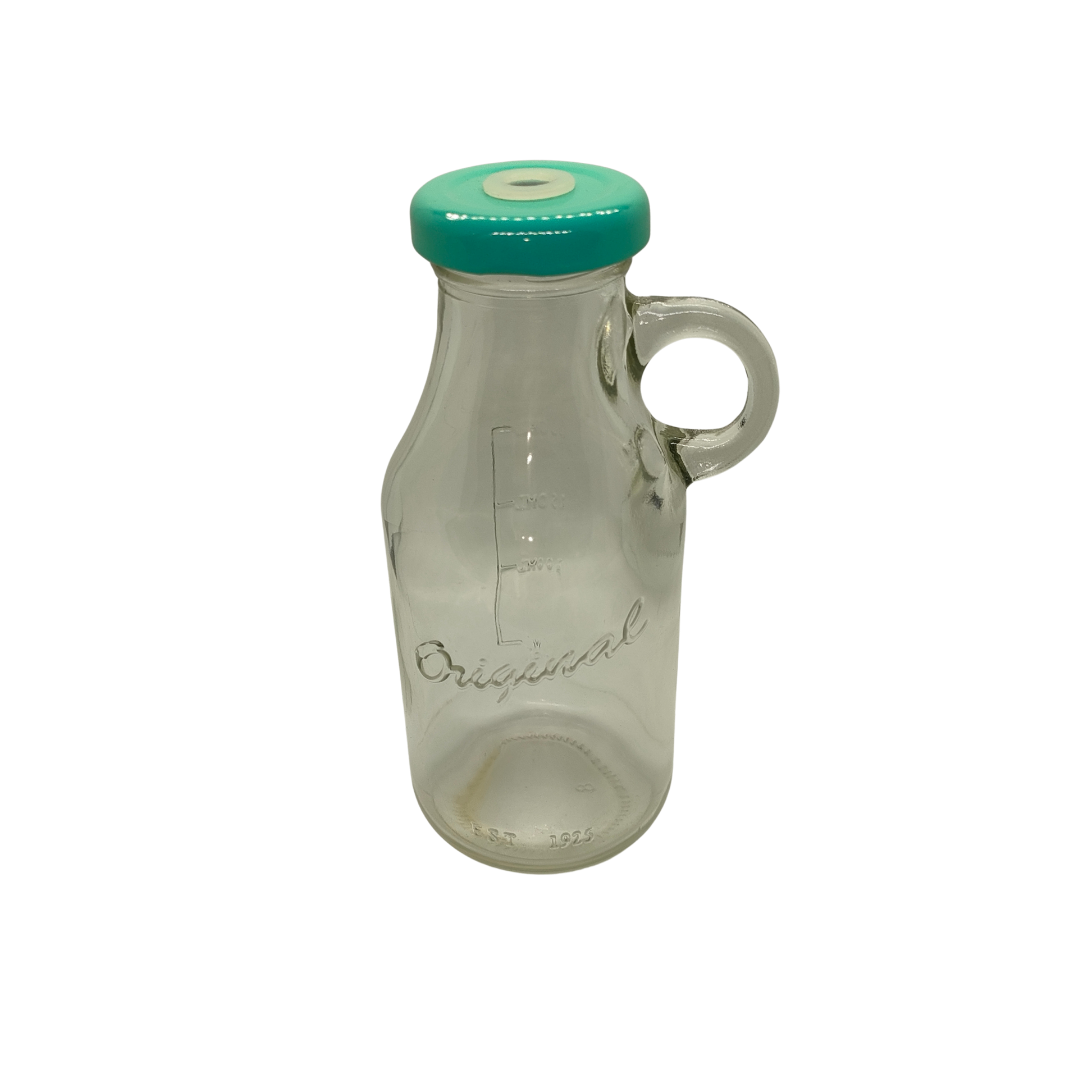Glass Drink Bottle with Turquoise Lid