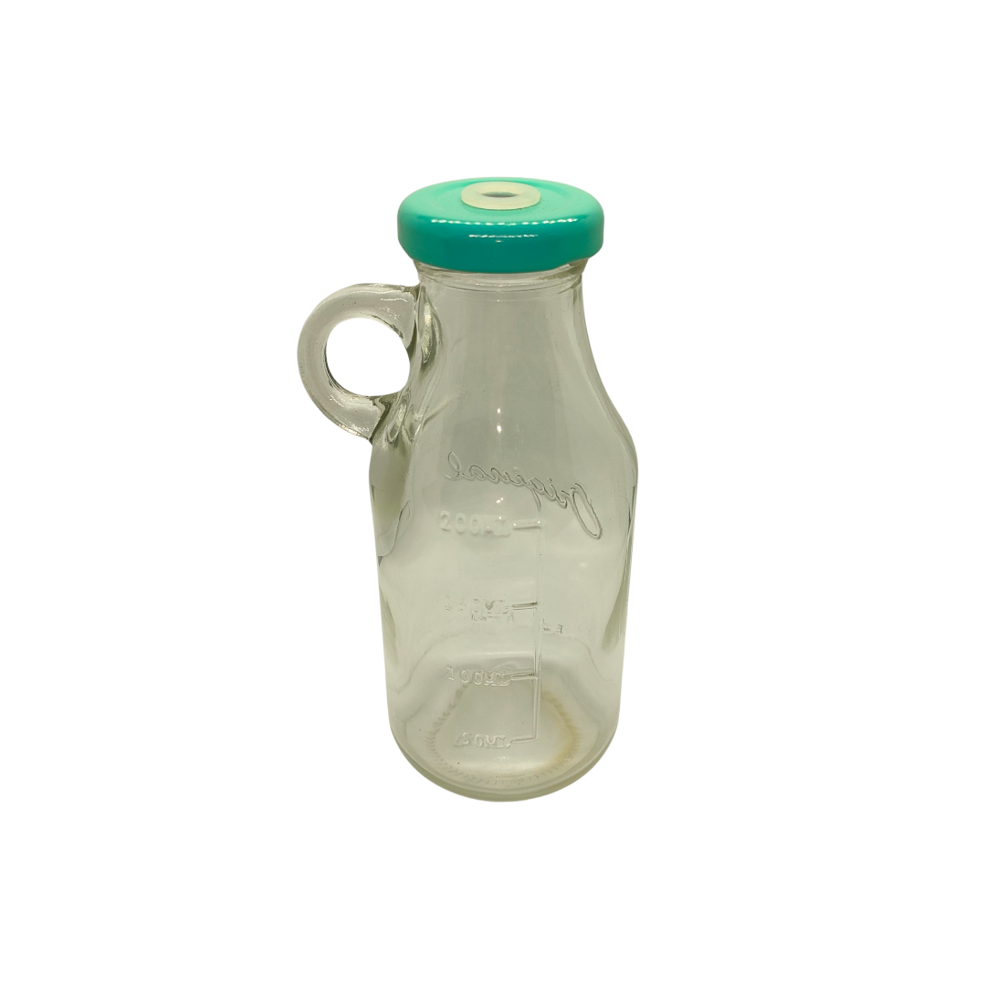 Glass Drink Bottle with Turquoise Lid