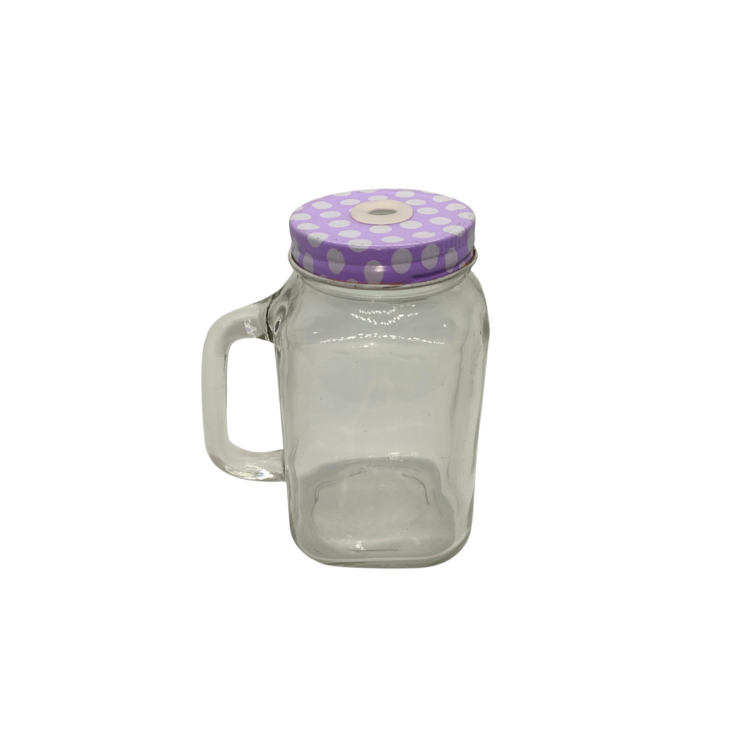Glass Drink Jar with Purple Lid