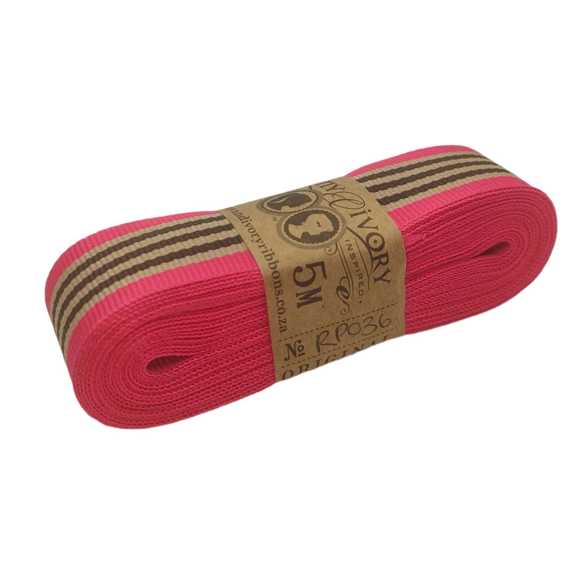 Hot Pink Beige Brown Striped Ribbon