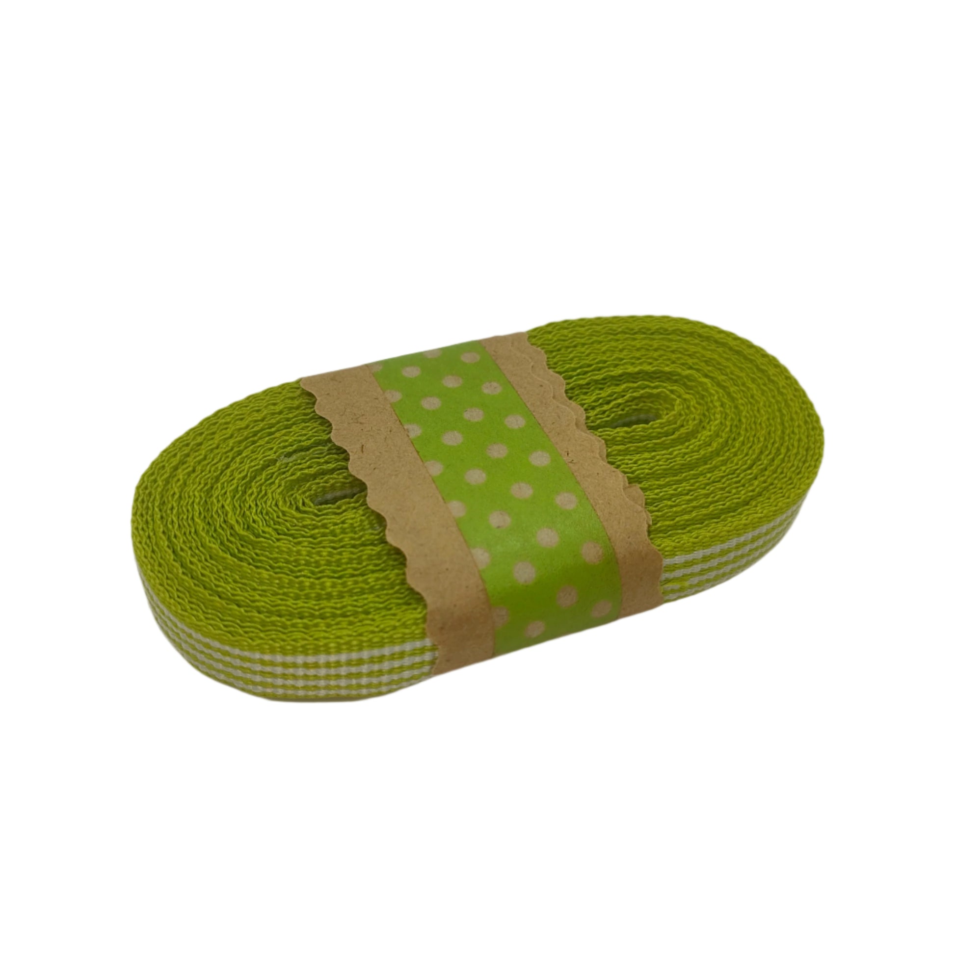 Lime Green and white Striped Ribbon