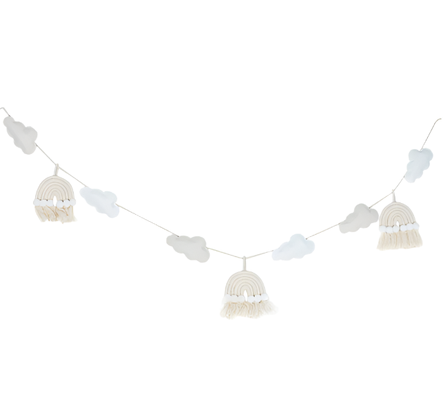 Macrame Rainbow and Cloud Garland