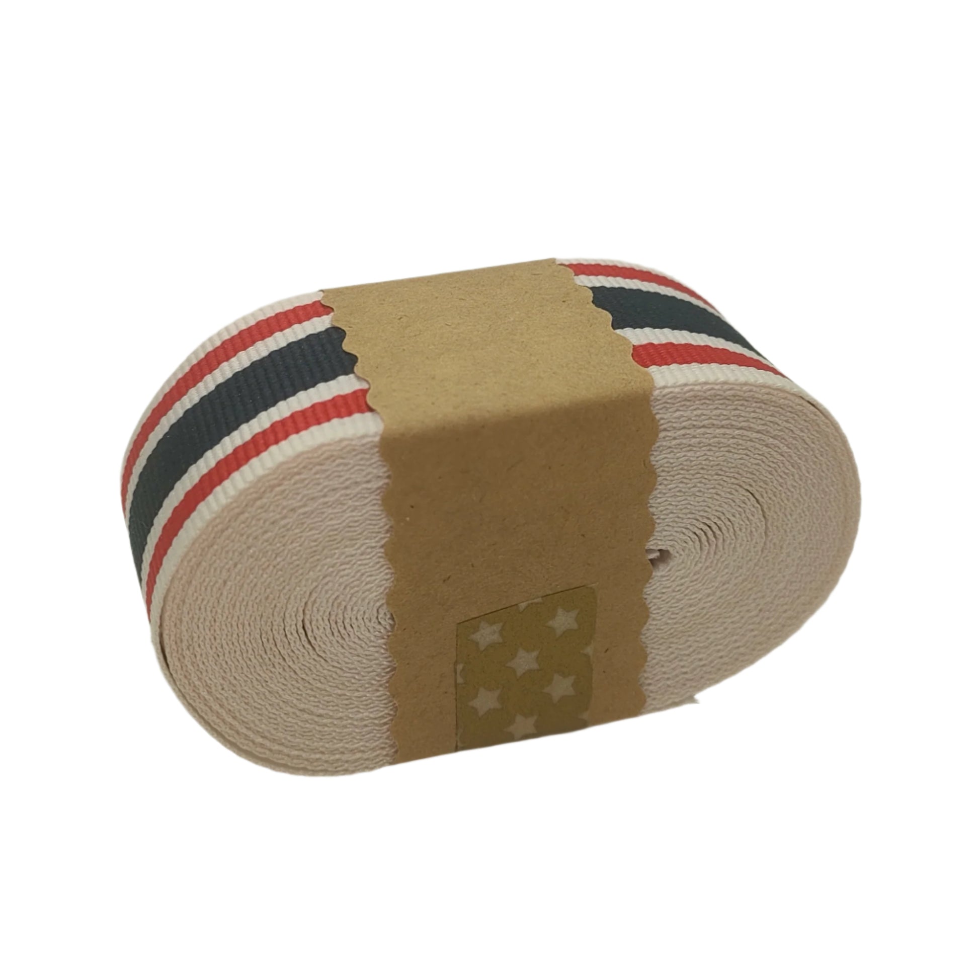 Navy White Red Striped Ribbon