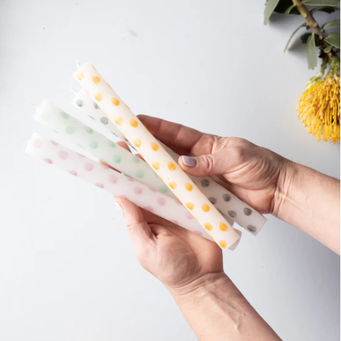 Pastel Dotted Dinner Candles