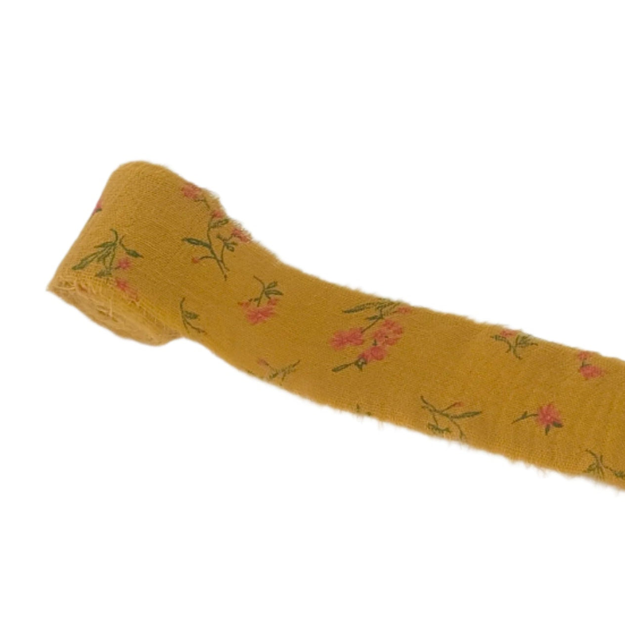 Printed Frayed Ribbon Floral on Mustard1