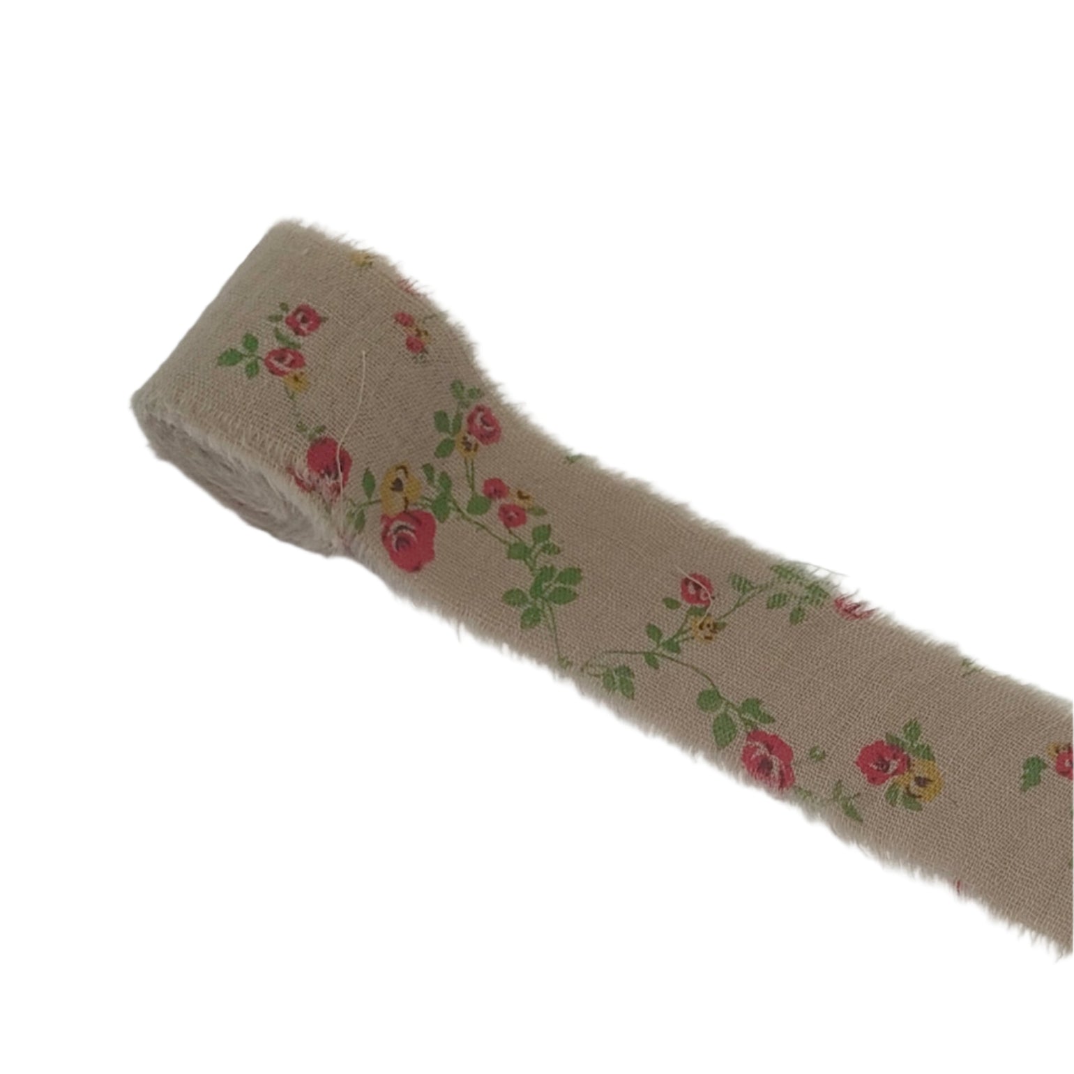 Printed Frayed Ribbon Floral on Taupe
