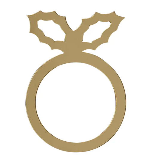 Gold Acrylic Holly Napkin Rings