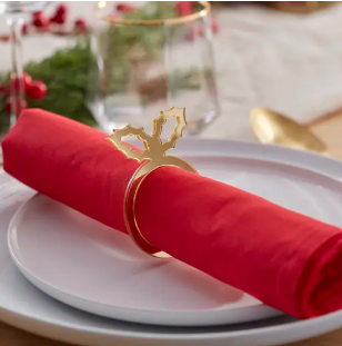 Gold Acrylic Holly Napkin Rings