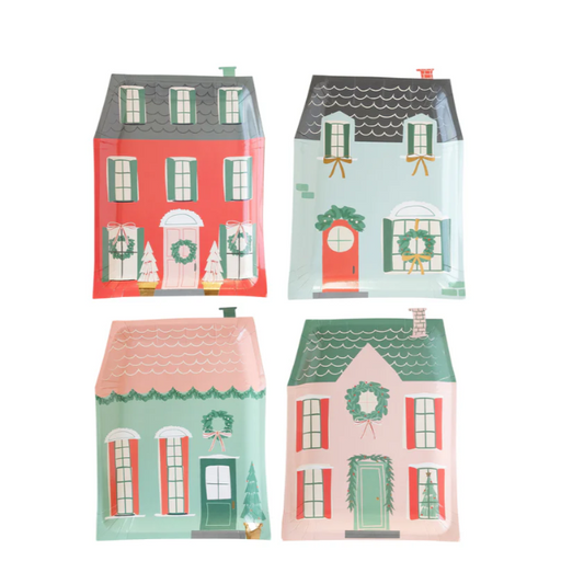 Village Christmas House Shaped Plate