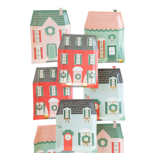 Village Christmas House Shaped Plate