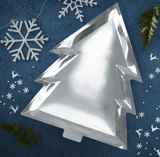 Silver Christmas Tree Plate