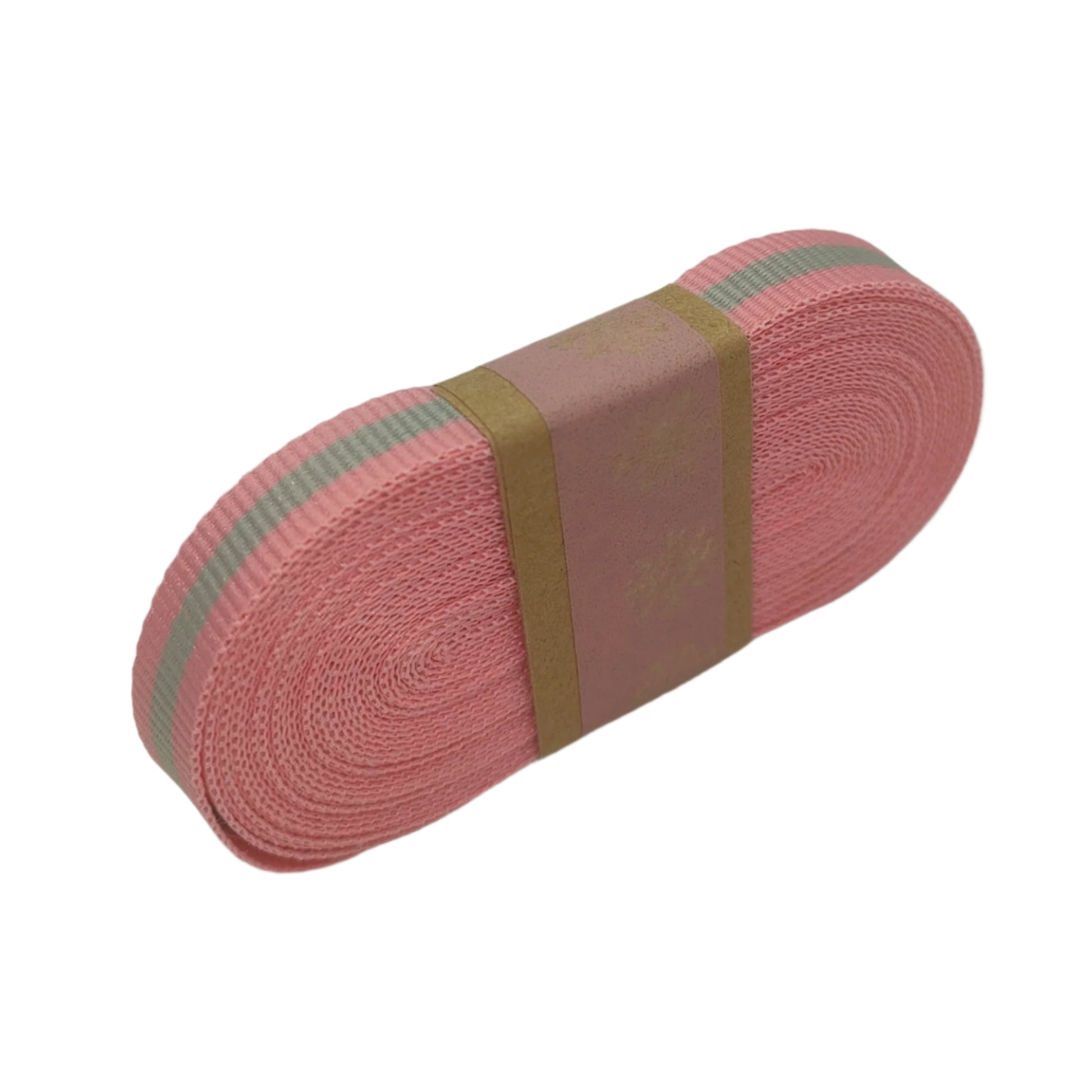 Silver Grey and Pink Striped Ribbon