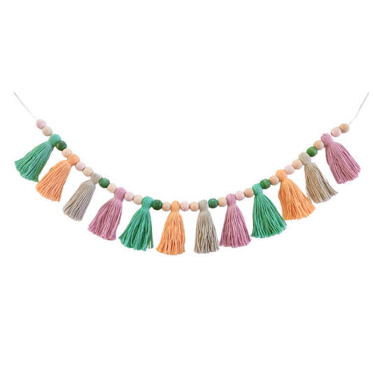 Springtime Tassel and Wood Garland