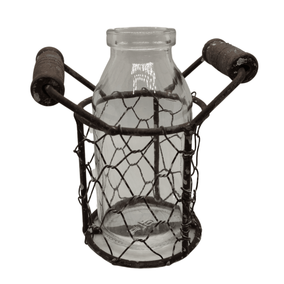 clear-glass-bottle-in-mesh-wire-cage