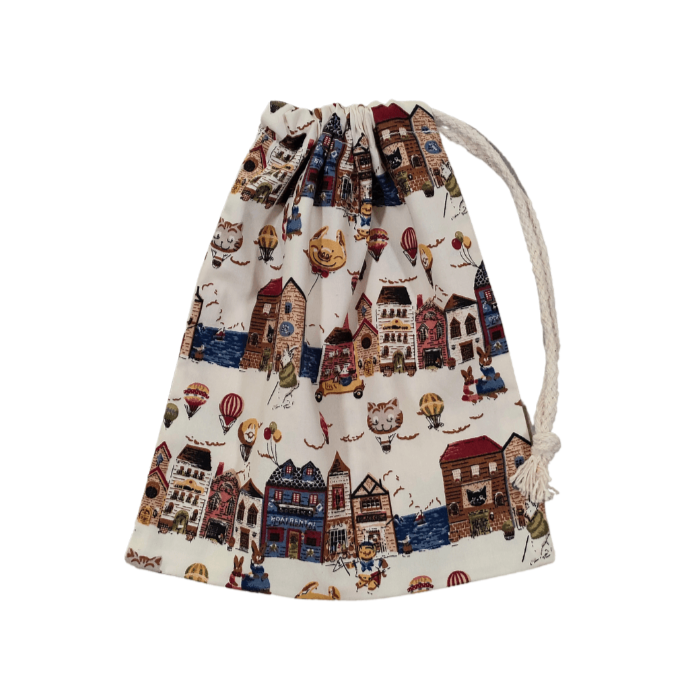 fabric-drawstring-bag-cream-houses-Méli-Mélo