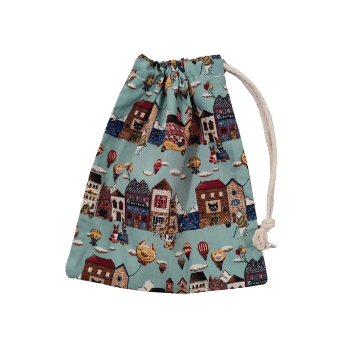 fabric-drawstring-bag-duck-egg-blue-houses-Méli-Mélo