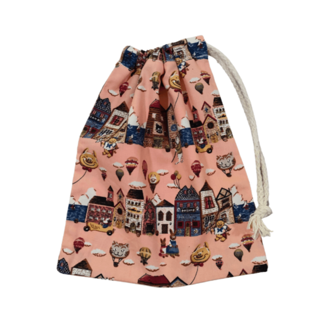 fabric-drawstring-bag-peach-houses-Méli-Mélo
