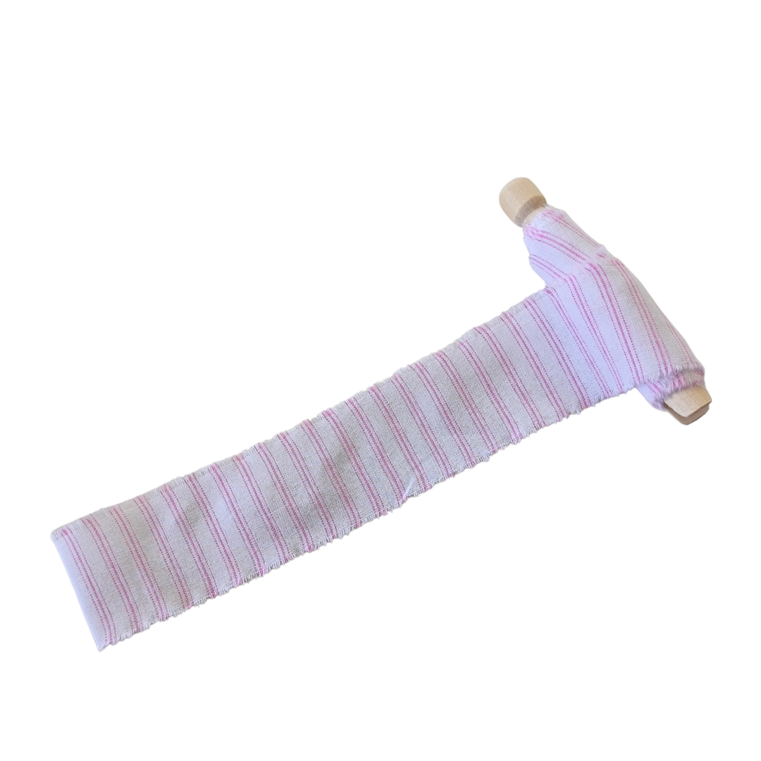 Pink Striped Frayed Ribbon