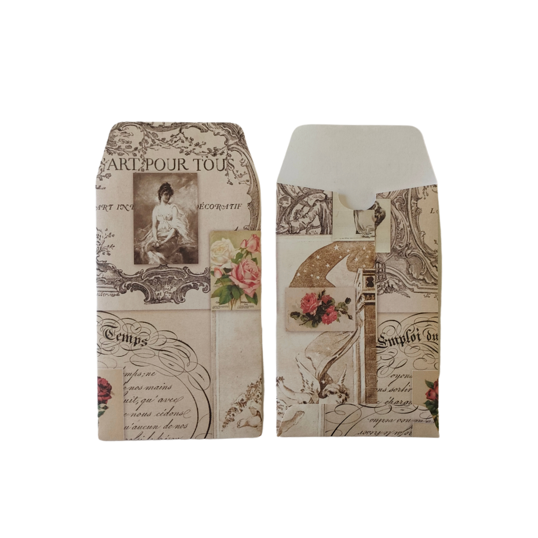 Handmade Mini Patterned Paper Envelopes - - Vintage