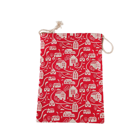 Christmas Fabric Drawstring Bag Medium