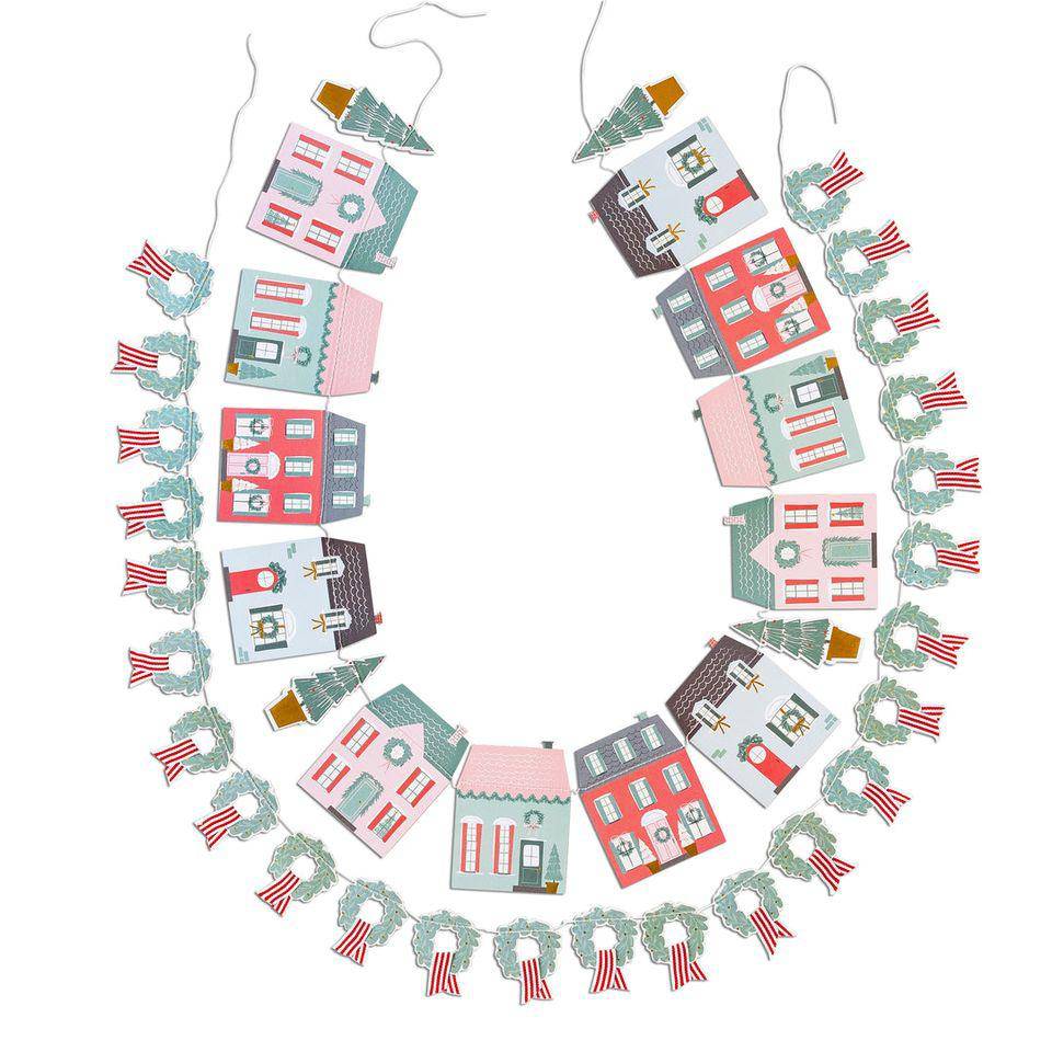Christmas Village and Wreath Banner