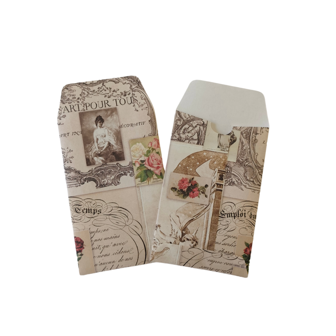 Handmade Mini Patterned Paper Envelopes - - Vintage