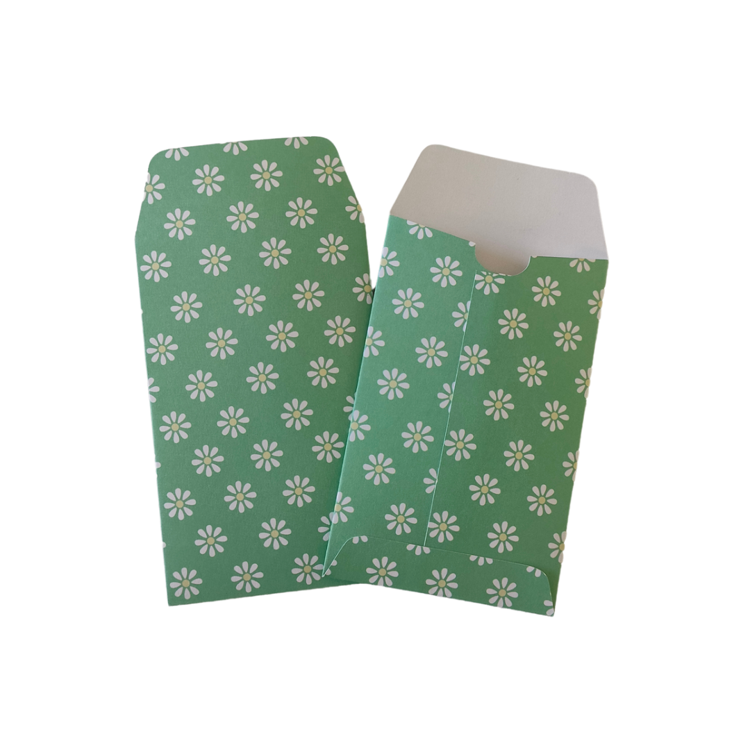 Handmade Mini Patterned Paper Envelopes - - Green