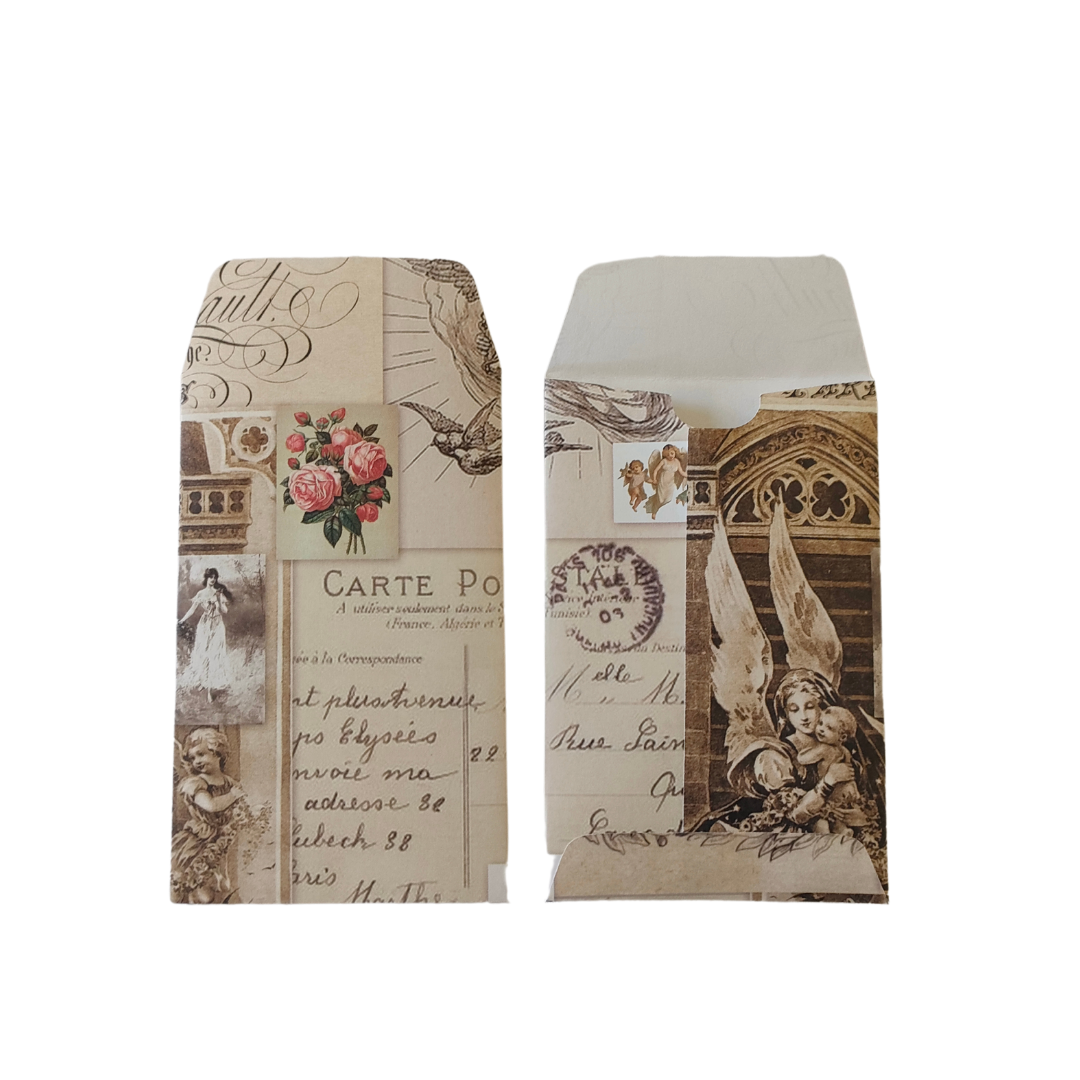 Handmade Mini Patterned Paper Envelopes - - Vintage