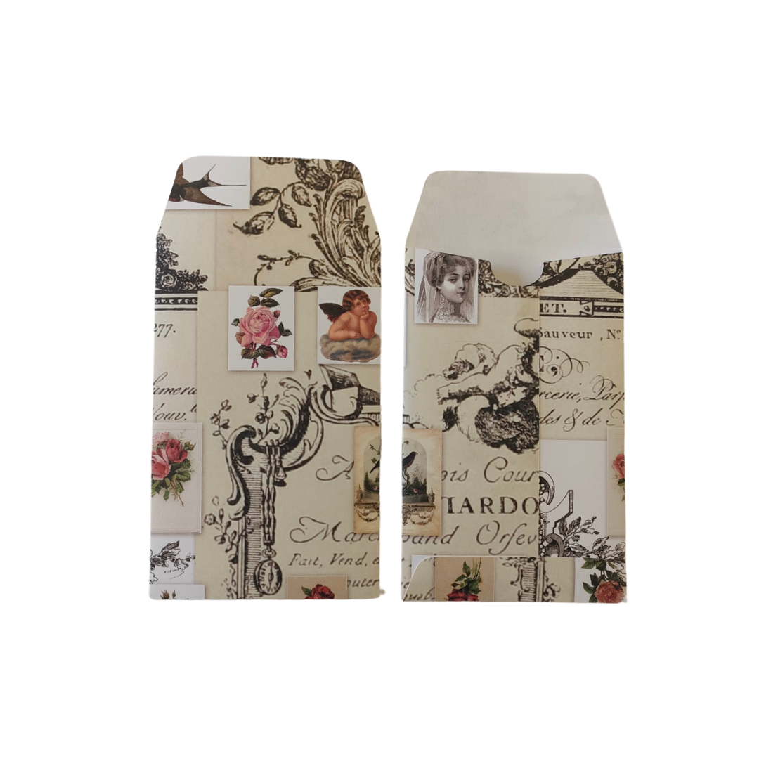 Handmade Mini Patterned Paper Envelopes - - Vintage