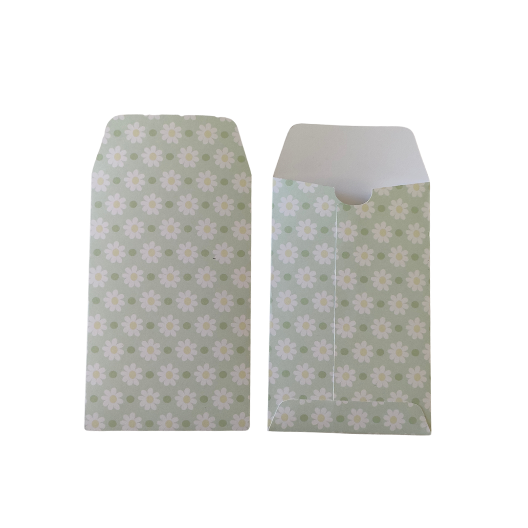 Handmade Mini Patterned Paper Envelopes - - Green