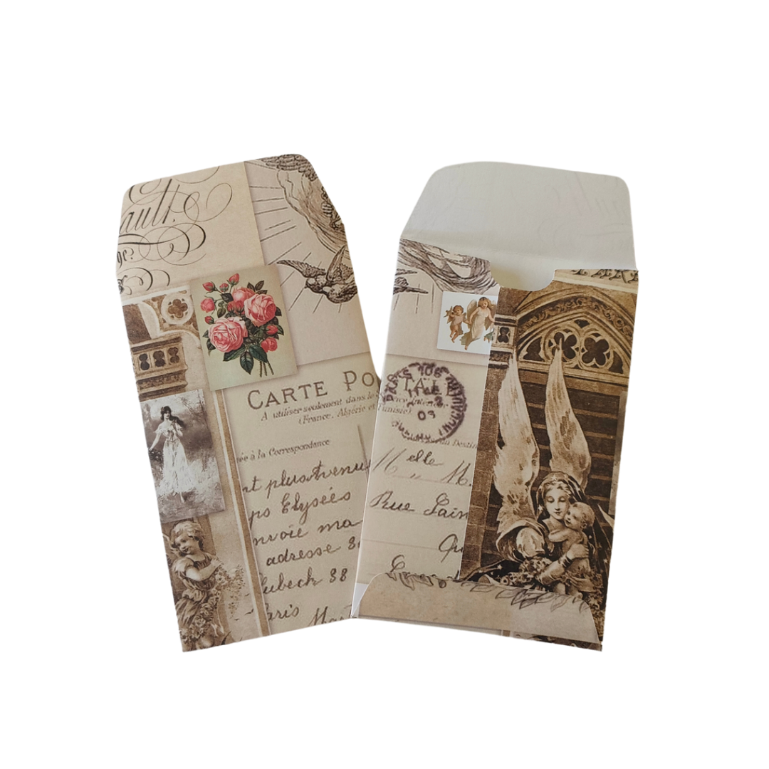 Handmade Mini Patterned Paper Envelopes - - Vintage