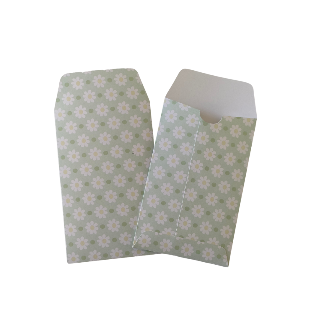 Handmade Mini Patterned Paper Envelopes - - Green