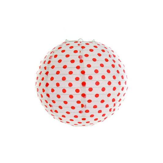 White with Red Dots Paper Lantern