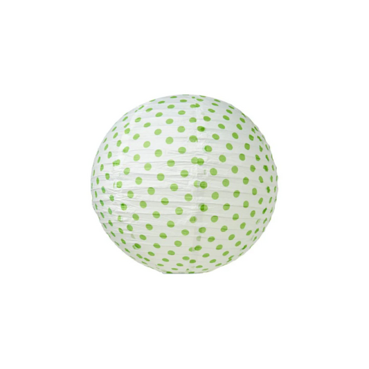 White with Green Dots Paper Lantern