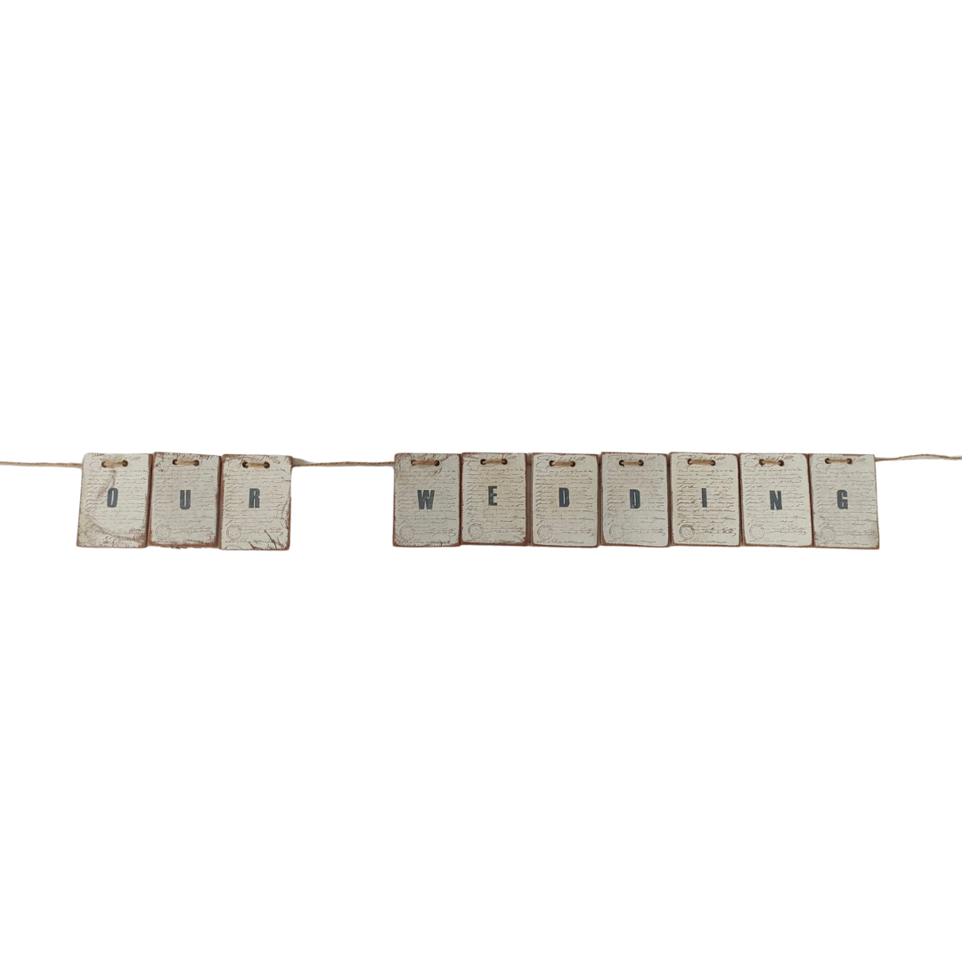 Wooden "Our Wedding" Bunting