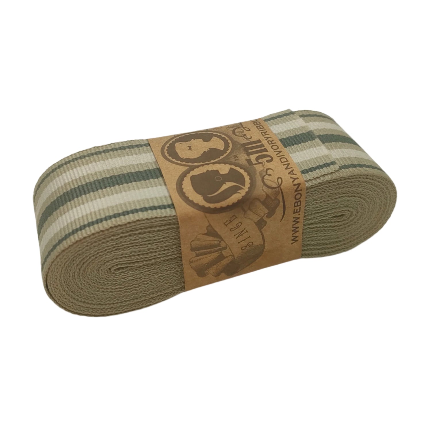 Beige White Blue Grey Striped Ribbon