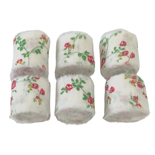 Frayed Ribbon Floral on White