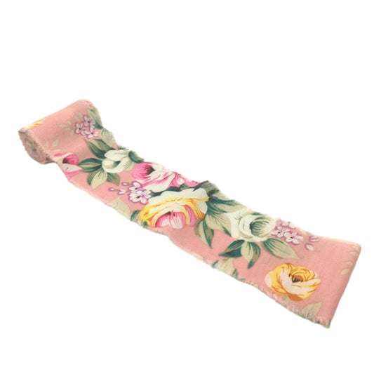Frayed Ribbon Roses on Pink