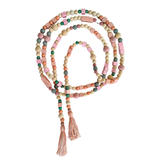 Peachy wooden bead garland