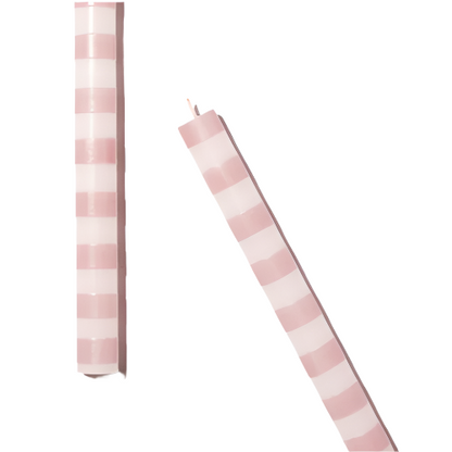 Pink Striped Dinner Candles