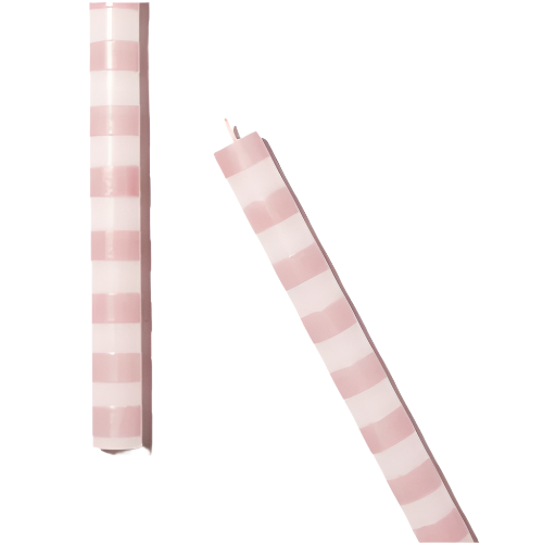 Pink Striped Dinner Candles