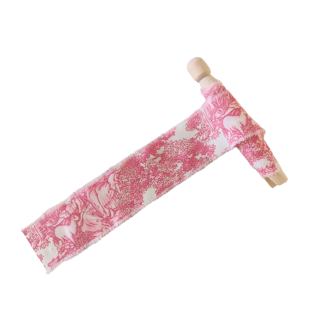 Pink Toile Frayed Ribbon