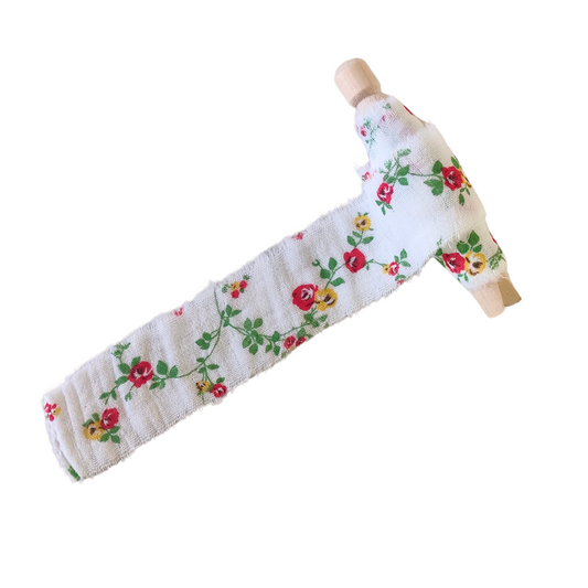 Rose Printed White Muslin Frayed Ribbon