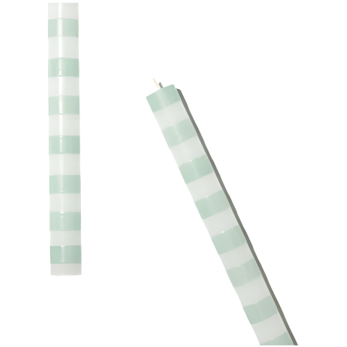 Sage Striped Dinner Candles